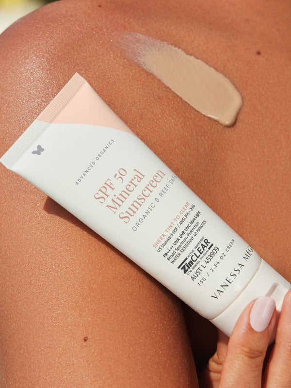 Vanessa Megan SPF50 Mineral Sunscreen tube close-up