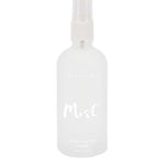 A frosted 100ml Salt + Glow Mist Rose + Cactus Toner bottle for vegan skincare, with a hydrating formula and clear plastic spray cap.