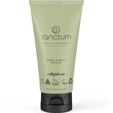 A green tube of Sanctum Hand & Nail Repair 75g with a black cap; this vegan, cruelty-free, recyclable cream nourishes hands and nails.