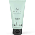 A light green tube of Sanctum Hydrating Gel Mask 75g by Sanctum, with a black cap and certified organic, vegan, and cruelty-free logos. The label highlights "certified care." Tube size: 75g (2.6 oz).