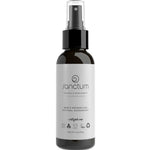 A black Sanctum Men's Deodorant 125g spray bottle with organic certification symbols and sandalwood oil is shown on a plain white background.