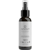 A black Sanctum Men's Deodorant 125g spray bottle with organic certification symbols and sandalwood oil is shown on a plain white background.