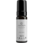 A black and white 150g bottle of Sanctum Men's Facial Wash with a pump dispenser. The label displays the Sanctum brand, product type, vegan and organic certifications, plus recycling symbols for this foaming cleanser.
