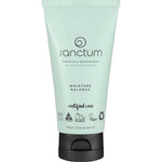 A green tube of Sanctum Moisture Balance 75g face lotion, displaying certified organic, vegan, and recyclable logos, with a black flip-top cap and labeled net weight of 75g (2.6 oz), by Sanctum.