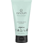 Sanctum Soothing Cream Cleanser 150g features a light green label and black cap, is certified organic, vegan, cruelty-free, recyclable, and ideal for sensitive skin.