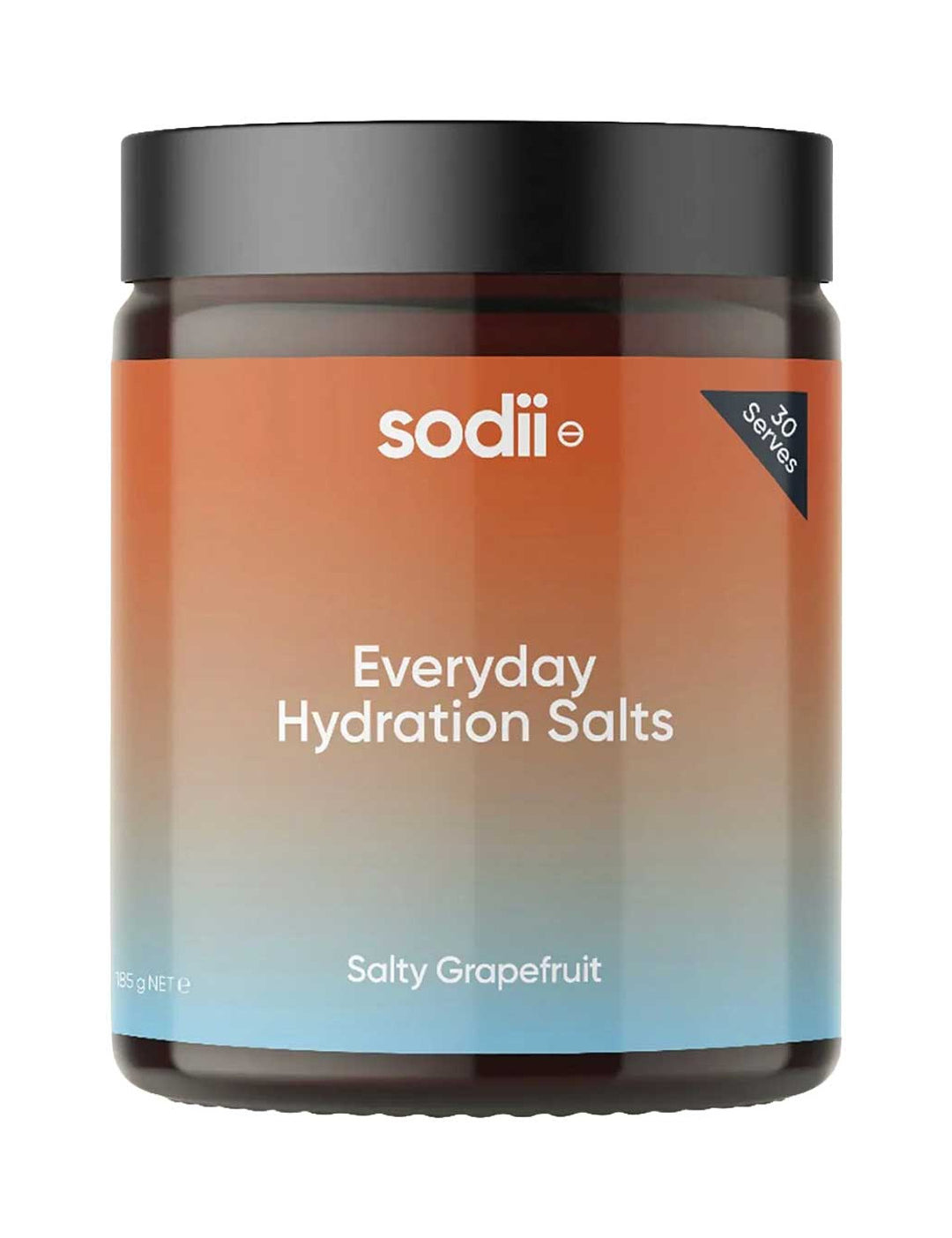 Sodii Everyday Hydration Salts Salty Grapefruit Tub 185g on a white background