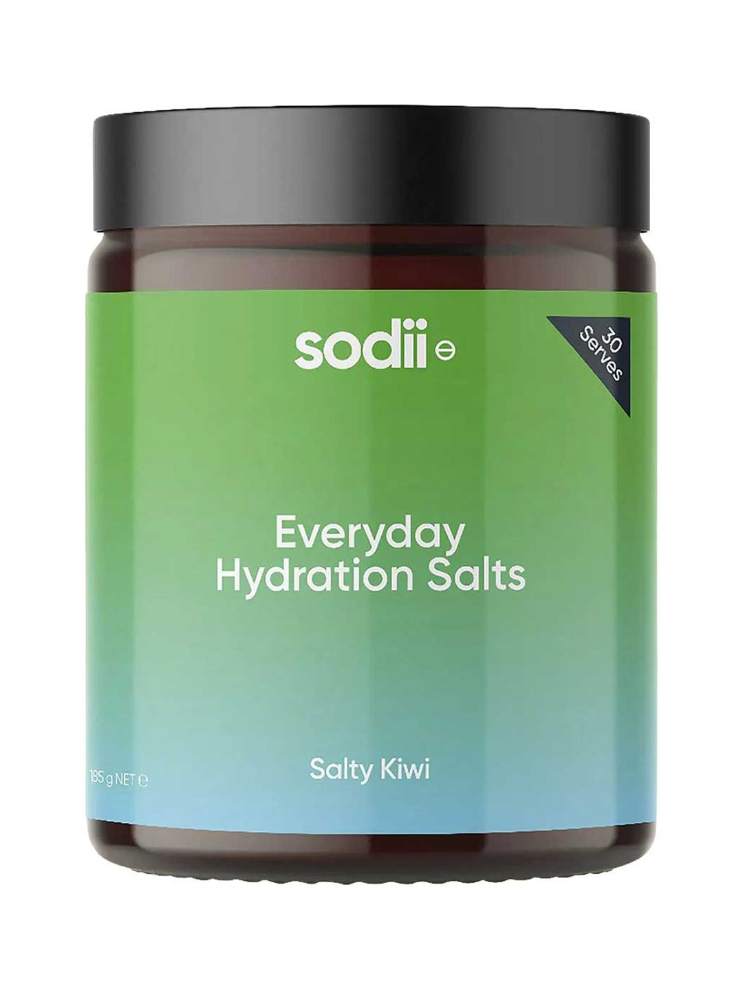 Sodii Everyday Hydration Salts Salty Kiwi Tub 185g on a white background