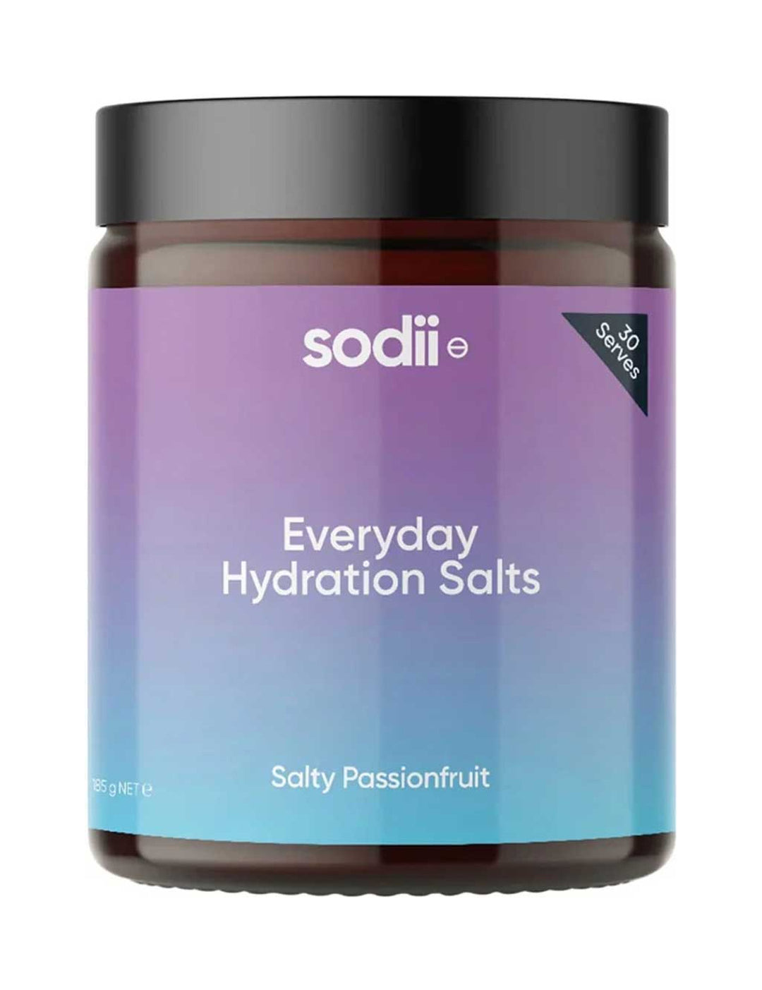 Sodii Everyday Hydration Salts Salty Passionfruit Tub 185g on a white background