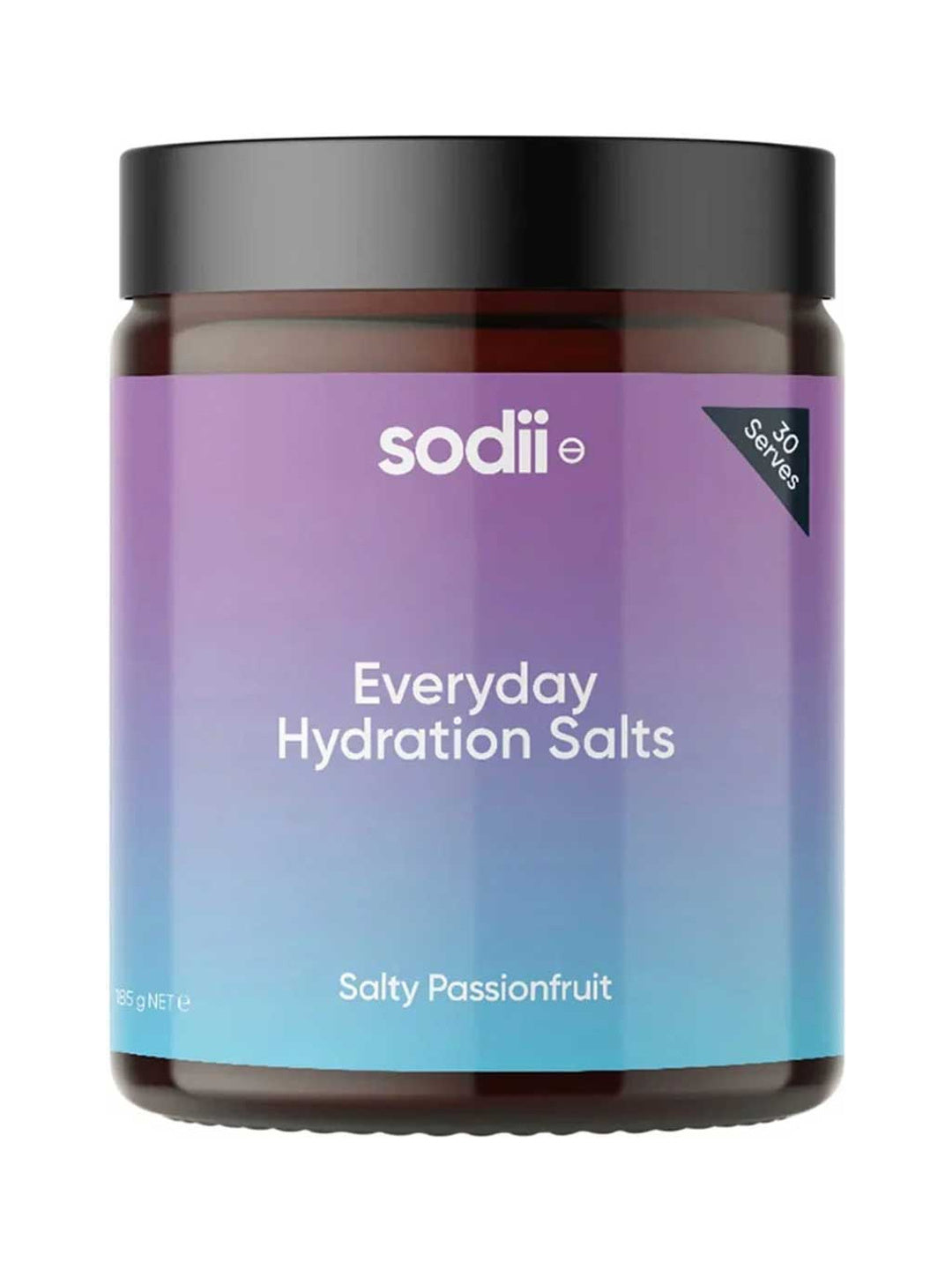 Sodii Everyday Hydration Salts Salty Passionfruit Tub 185g on a white background