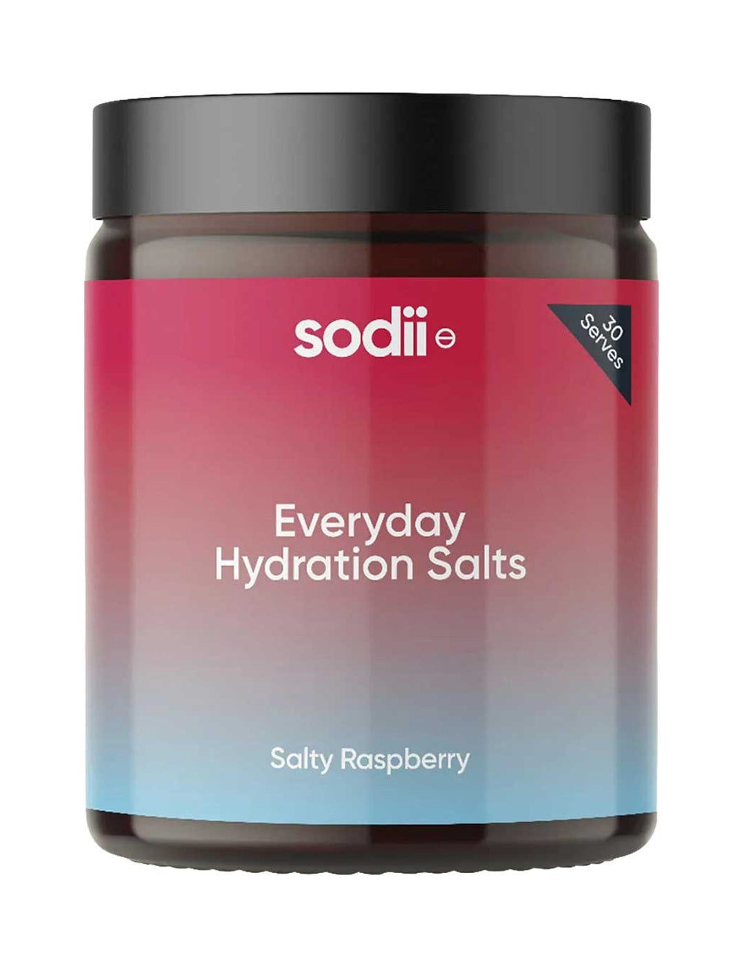 Sodii Everyday Hydration Salts Salty Raspberry Tub 185g on a white background