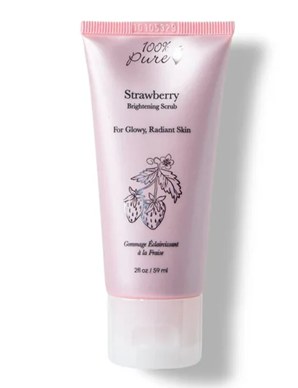 100% Pure Strawberry Brightening Scrub 59ml — official front packaging image