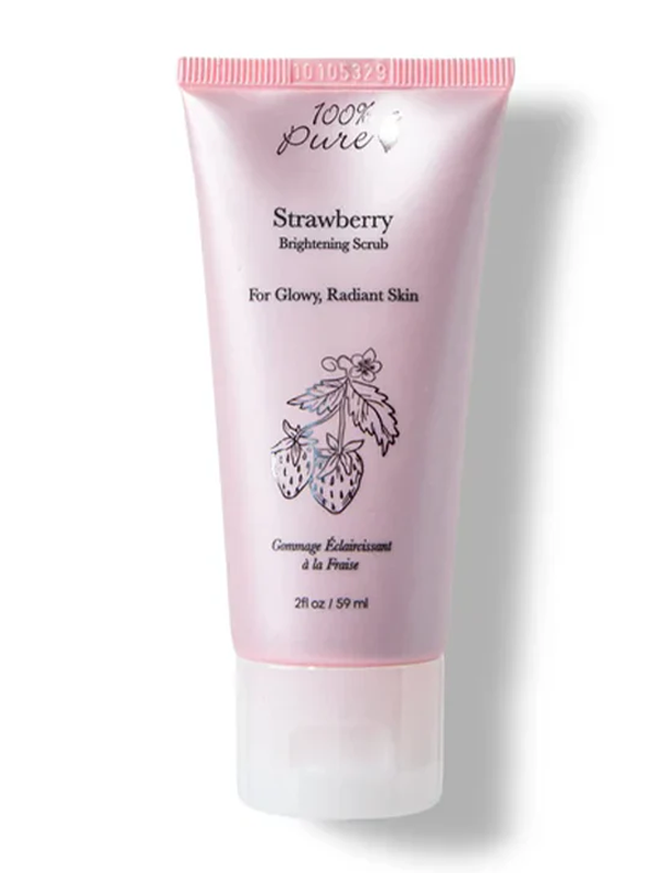 100% Pure Strawberry Brightening Scrub 59ml — official front packaging image