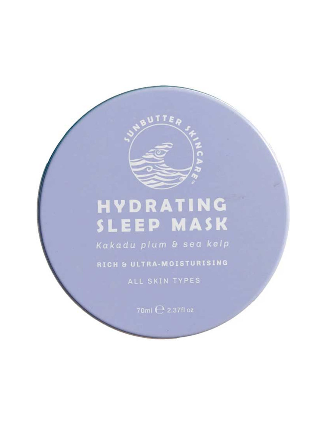 SunButter Hydrating Sleep Mask 70ml closed round tin on a white background