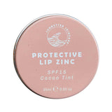 SunButter Protective Lip Zinc SPF15 Cacao Tint 15ml closed tin on a white background