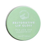 SunButter Restorative Lip Gloss 15ml closed round tin on a white background