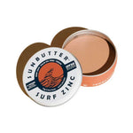 SunButter Vegan Surf Zinc SPF50 open tin on a white background