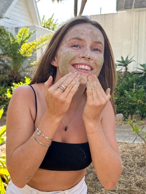 SunButter Deep Cleansing Powder applied as a face mask