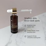 Brighter skin benefits panel for Vanessa Megan Super C and Bearberry Serum