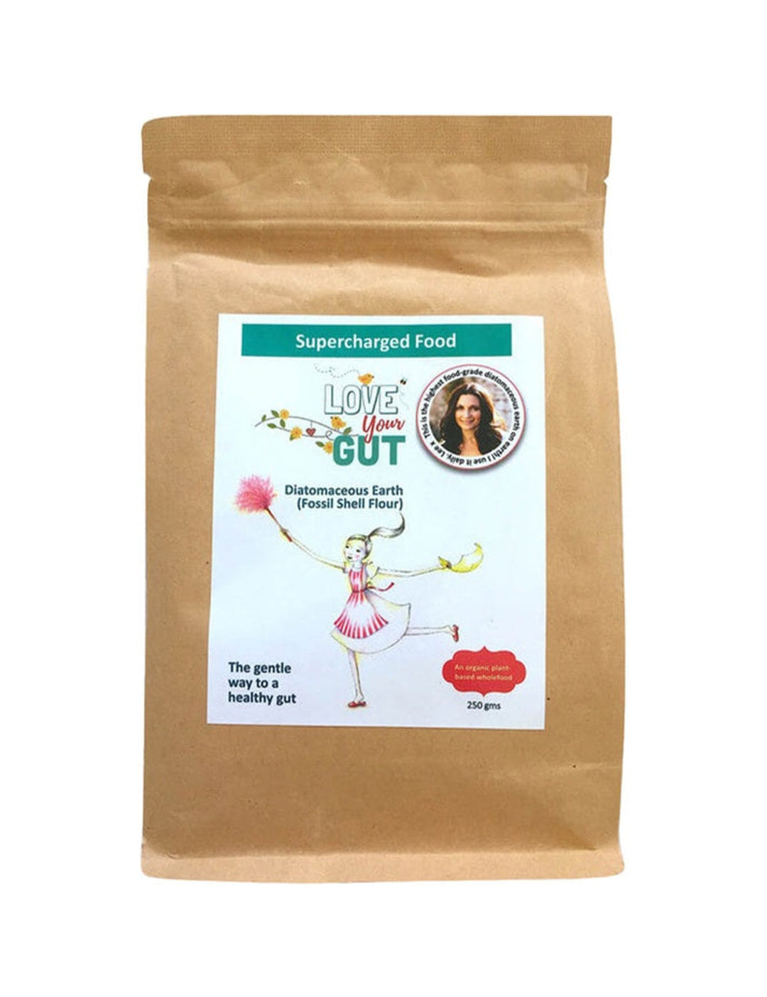 Supercharged Food Love Your Gut Powder 250g pouch on a white background