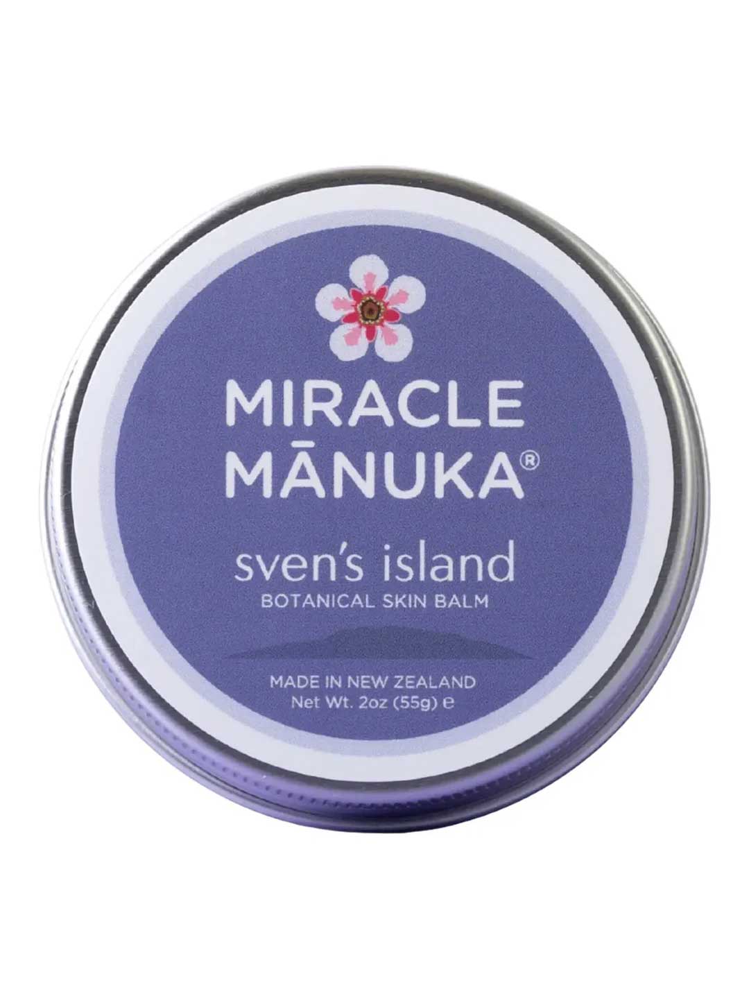 Sven's Island Miracle Manuka Flare Relief Balm, a steroid-free balm with organic mānuka and kānuka leaf oils and shea butter for red, itchy skin