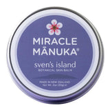 Sven's Island Miracle Manuka Flare Relief Balm, a steroid-free balm with organic mānuka and kānuka leaf oils and shea butter for red, itchy skin