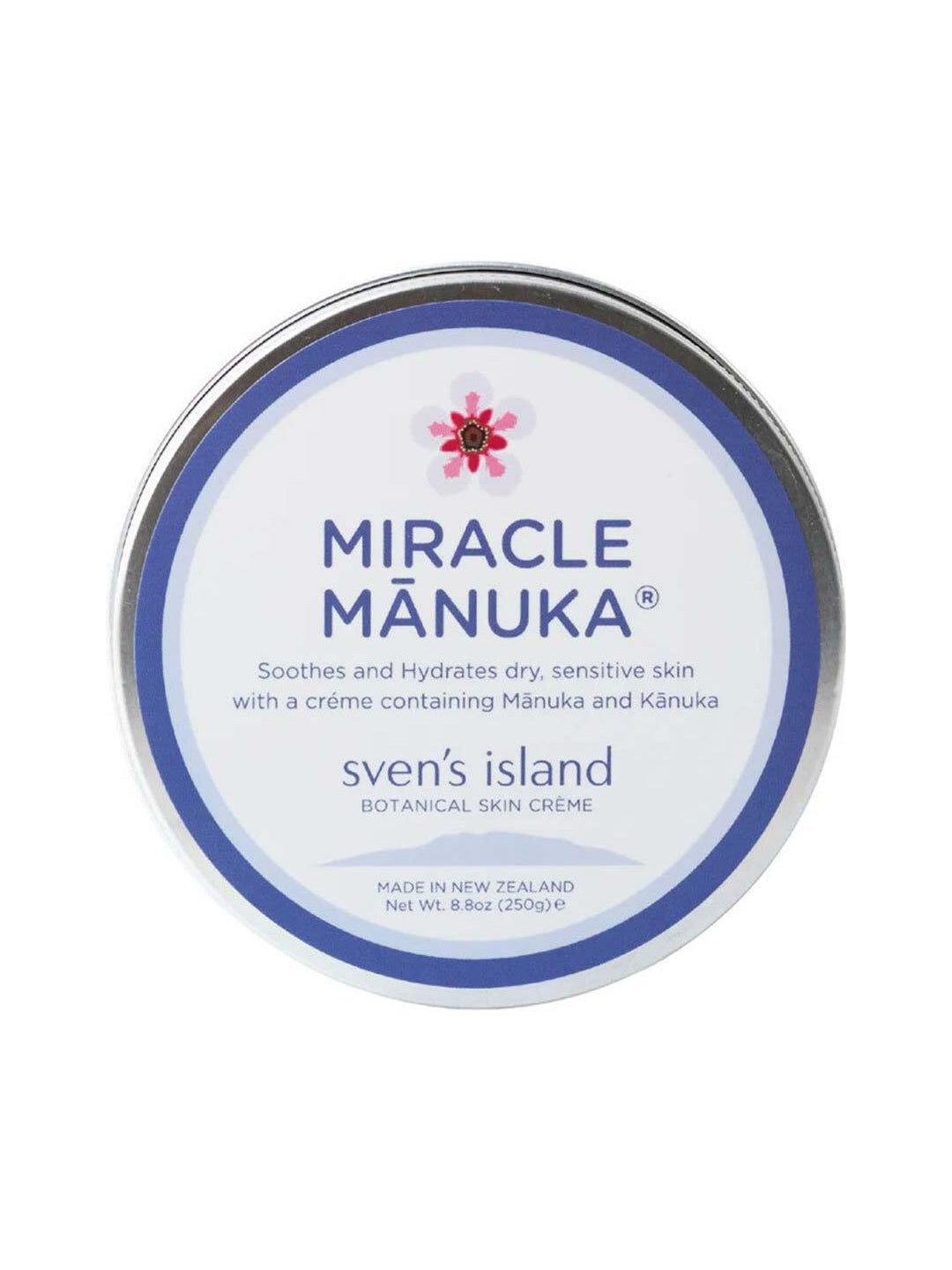 Sven's Island Miracle Manuka Daily Defence Cream 250g closed tin on a white background