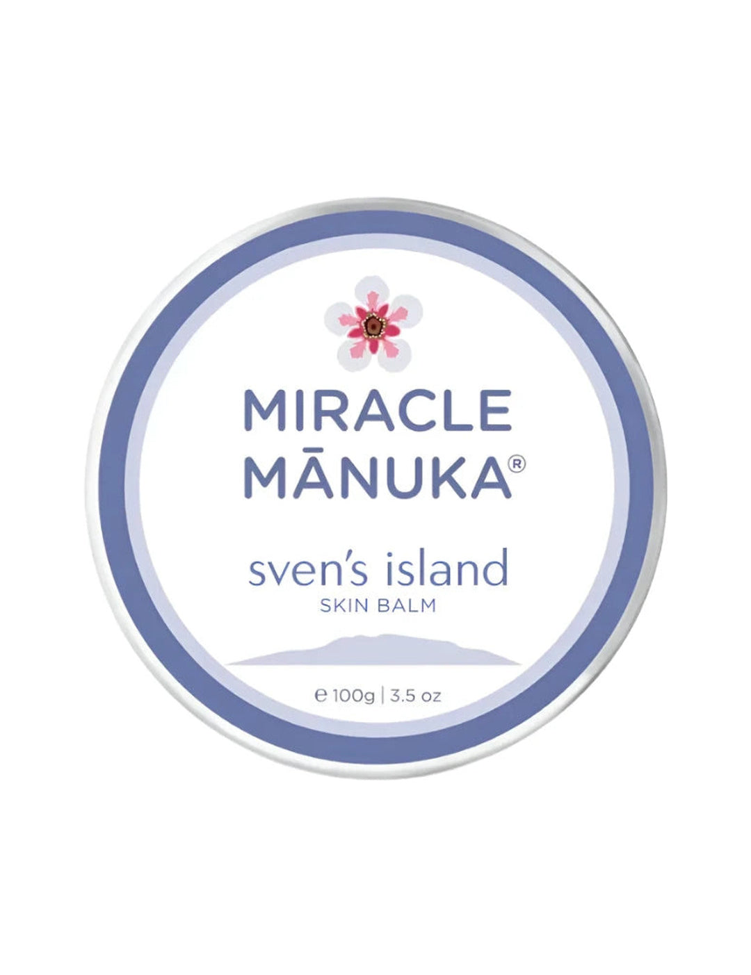 Sven's Island Miracle Manuka Flare Relief Balm 100g closed tin on a white background