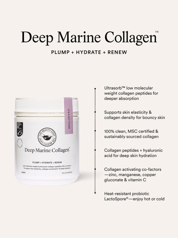 Key benefits panel for The Beauty Chef Deep Marine Collagen Berry