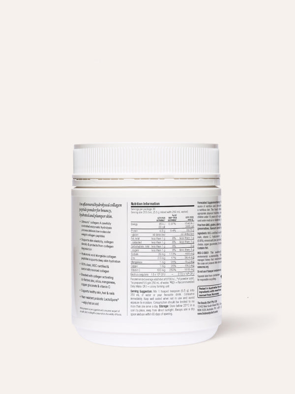 Back label of The Beauty Chef Deep Marine Collagen
