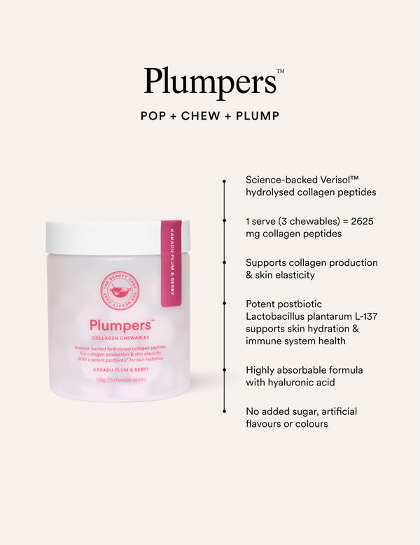 Key benefits panel for The Beauty Chef Plumpers Kakadu Plum and Berry