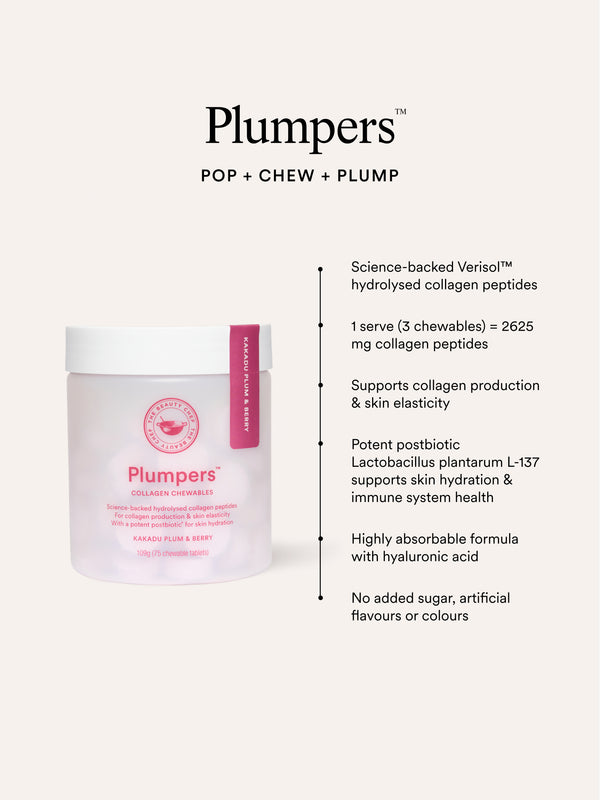 Key benefits panel for The Beauty Chef Plumpers Kakadu Plum and Berry
