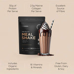Nutritional information panel for Tropeaka The Healthy Meal Shake Rich Double Choc