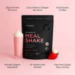 Product information panel for Tropeaka The Healthy Meal Shake Strawberry Cream