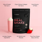 Product information panel for Tropeaka The Healthy Meal Shake Strawberry Cream