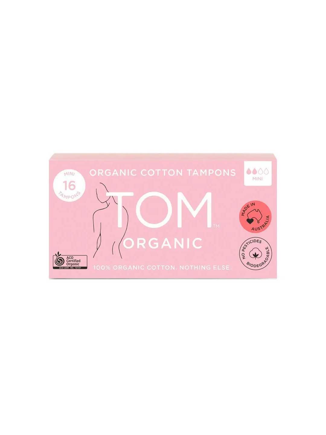 TOM Organic Tampons Mini 16pk are made in Australia with 100% organic cotton. Biodegradable and chemical-free, they’re ideal for light flow and provide gentle care with every use.