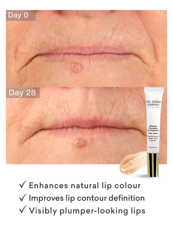Second before and after lip comparison using The Jojoba Company Ultimate Plumping Lip Treatment