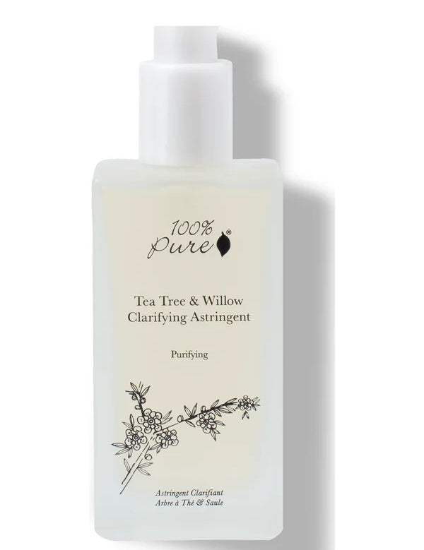 100% Pure Tea Tree & Willow Clarifying Astringent 118ml — official front packaging image