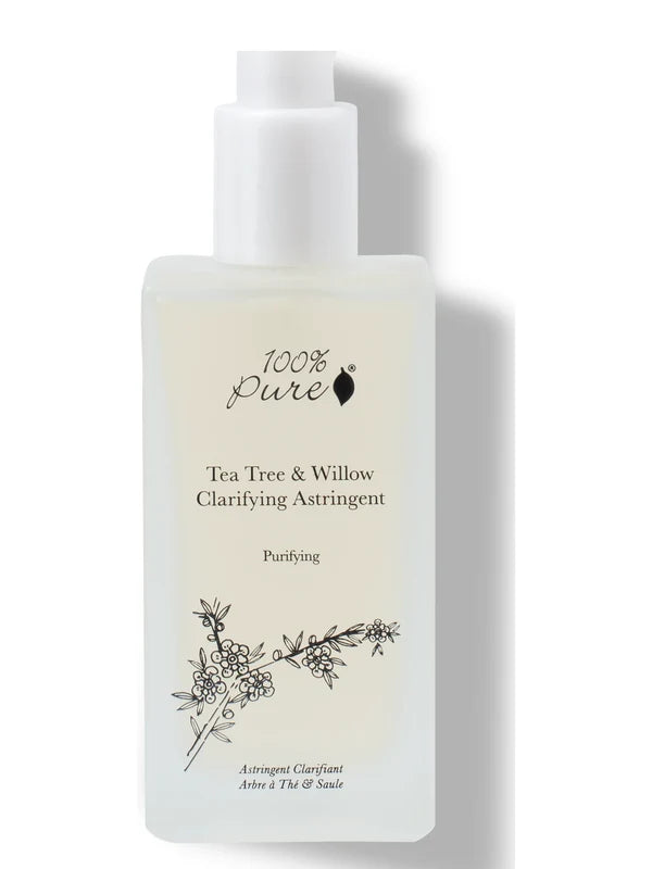 100% Pure Tea Tree & Willow Clarifying Astringent 118ml — official front packaging image
