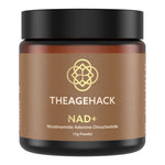 The Age Hack NAD+ Powder 15g tub on a white background