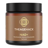 The Age Hack NAD+ Powder 15g tub on a white background