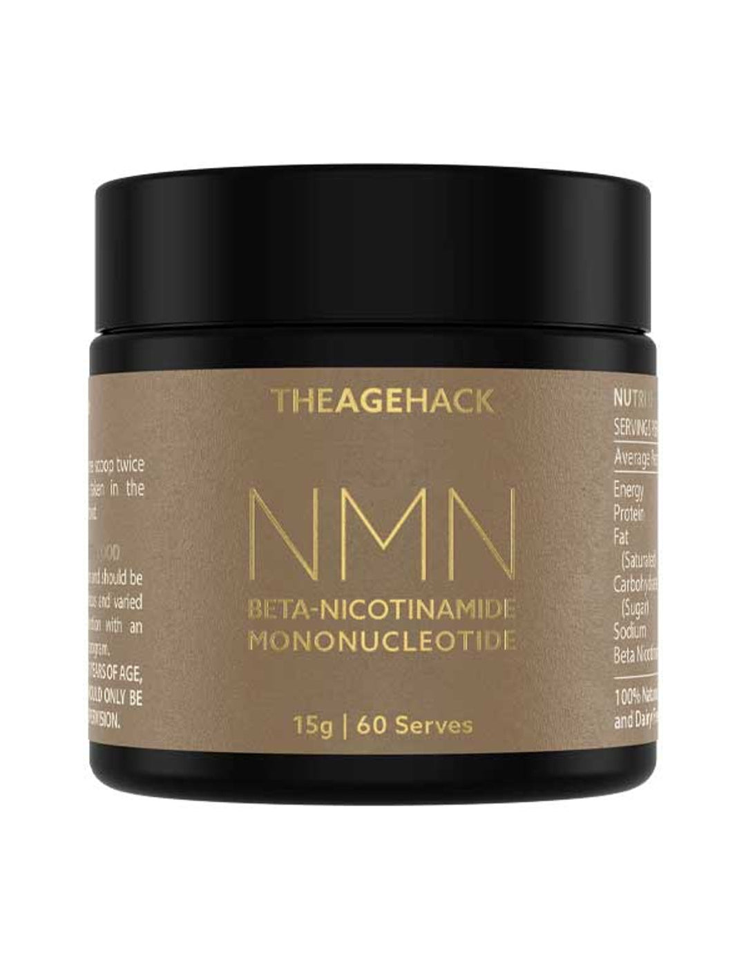 The Age Hack NMN Powder 15g tub on a white background