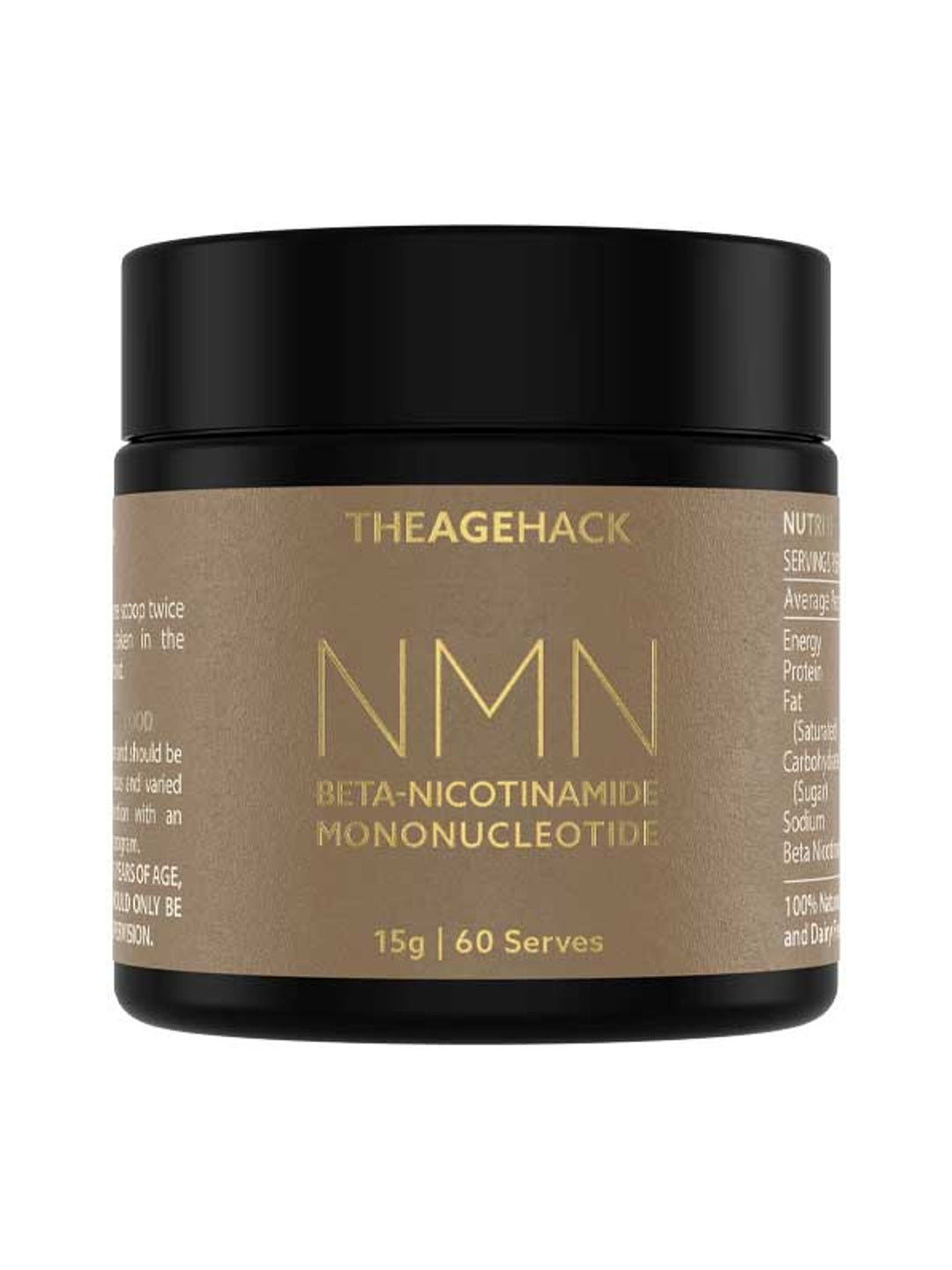 The Age Hack NMN Powder 15g tub on a white background
