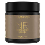 The Age Hack NR Nicotinamide Riboside Powder 15g tub on a white background