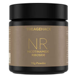 The Age Hack NR Nicotinamide Riboside Powder 15g tub on a white background