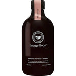The Beauty Chef Energy Boost 500ml is a dark brown bottle with a pink cap label. This fermented elixir combines kola nut, ashwagandha, probiotics, and vitamins to support energy metabolism, revitalize the body, and aid healthy skin.