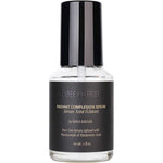 A clear glass bottle with a black cap labeled Three Warriors Radiant Complexion Face Tan Serum 60ml, featuring hydrating niacinamide and hyaluronic acid for a summer glow.