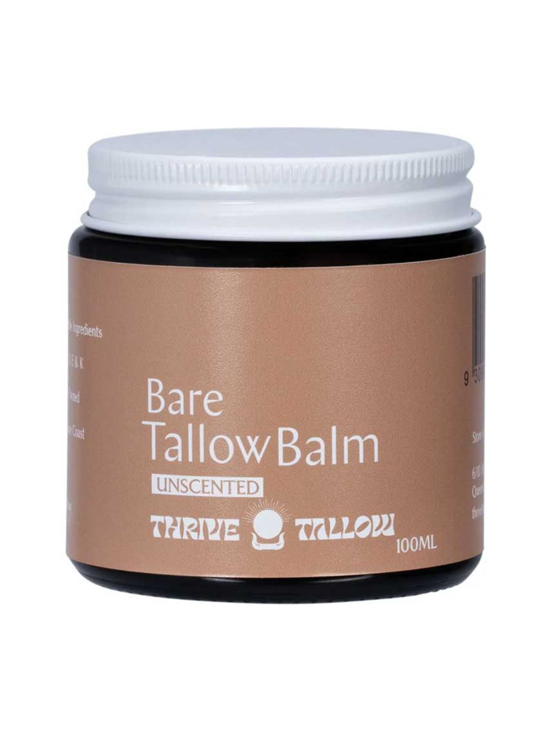 Thrive Tallow Bare Tallow Balm 100ml closed jar on a white background