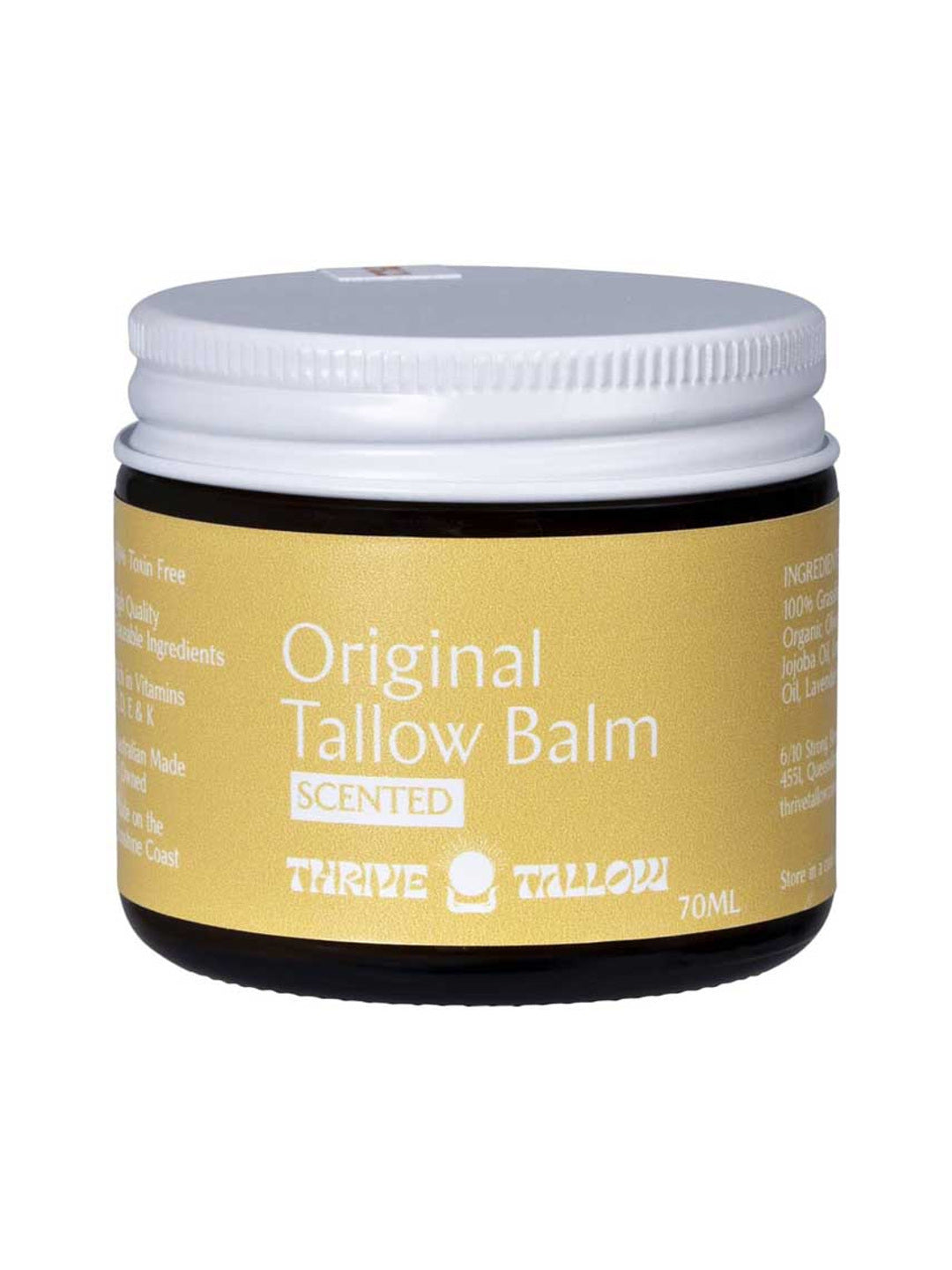 Thrive Tallow Original Tallow Balm Scented 70ml closed jar on a white background
