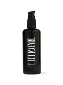 The Tuttofare Cleansing Oil comes in a sleek black bottle with a matching pump, ideal for dispensing this gentle cleansing oil or your favorite natural oil cleanser.