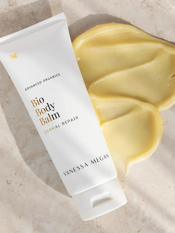 Vanessa Megan Bio Body Balm tube on balm swatch